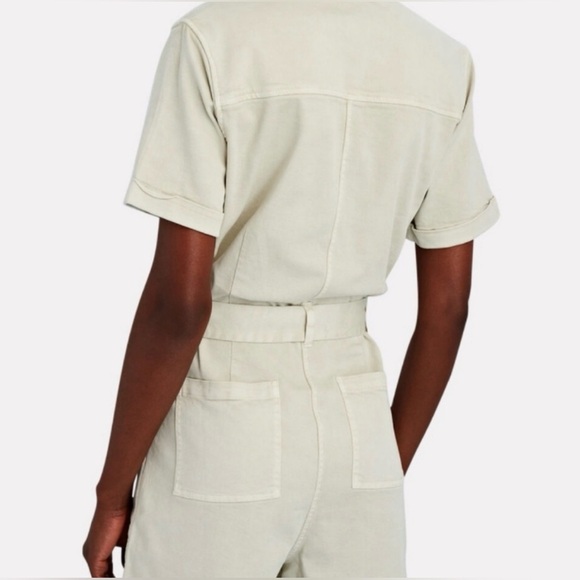 Rails Georgie Linen Blend Romper Cream Utility Short Jumpsuit with Tie Waist - Picture 3 of 6